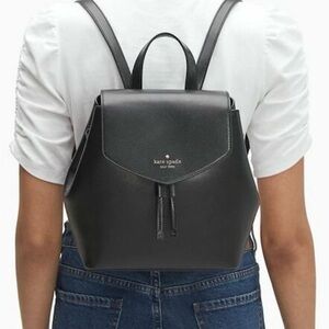 NWT Kate Spade Black Leather Backpack